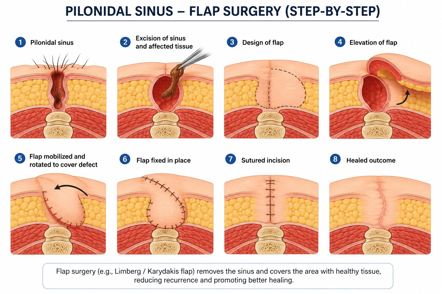  Flap Surgery Procedure for pilonidal Sinus 